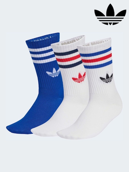 adidas Originals Dark Blue/White Crew 3-Stripes Crew Socks 3 Pairs (H62440) | £13