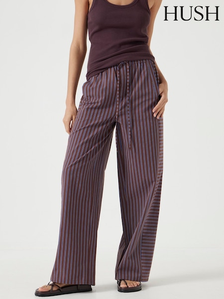 Hush Brown Short Cotton Stripe Pull On Trousers (H62457) | £85