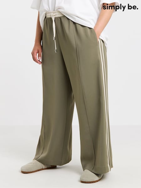 Simply Be Green Contrast Waist Side Stripe Trousers (H62463) | £35