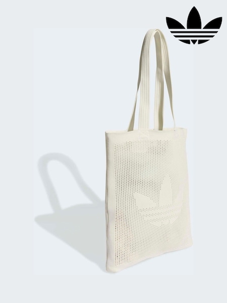 adidas Originals White Crochet Tote Bag (H62515) | £33
