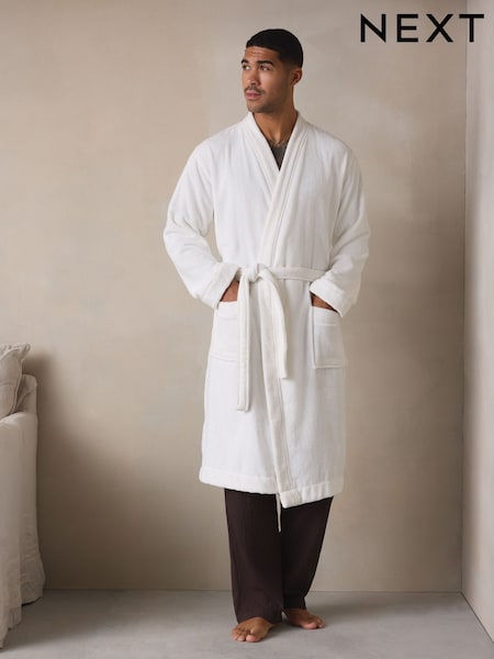 White Cotton Towelling Dressing Gown (H62543) | £42