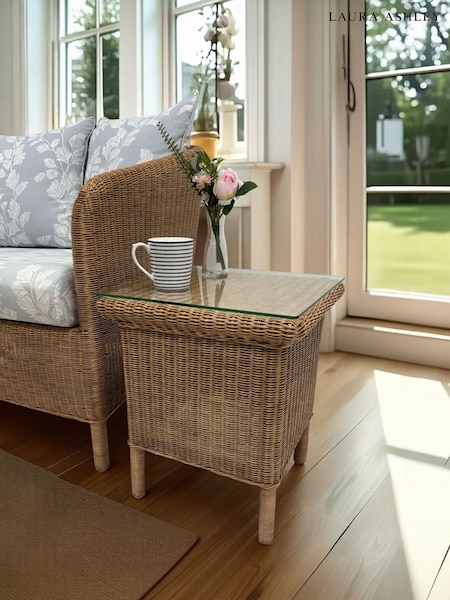 Laura Ashley Harvest Brown Rattan Side Table (H62551) | £184