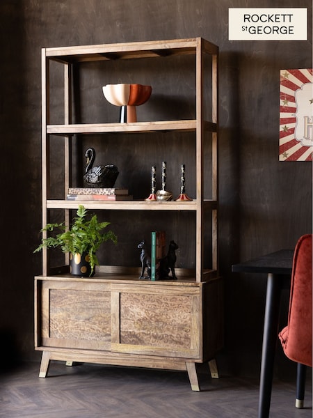 Rockett St George Mango Wood Leopard Print Shelving Unit (H62555) | £949