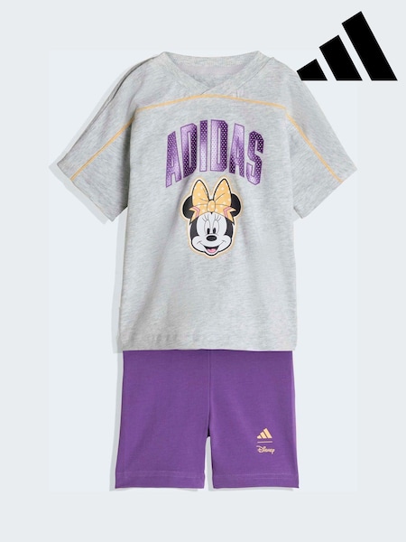 adidas Grey Disney Minnie Mouse T-Shirt and Shorts Infant Set (H62577) | £30