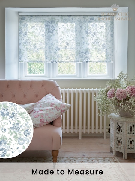 Shabby Chic by Rachel Ashwell® Blue Romantic Rose Sheer Made to Measure Roller Blind (H62593) | £55