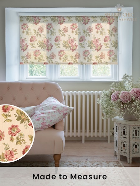 Shabby Chic by Rachel Ashwell® Vintage Pink Eloise Sheer Made to Measure Roller Blind (H62594) | £55