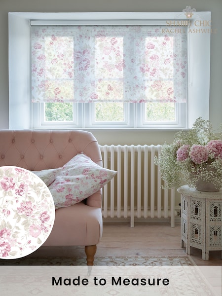 Shabby Chic by Rachel Ashwell® Pink Romantic Rose Sheer Made to Measure Roller Blind (H62596) | £55