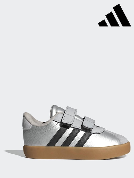 adidas Grey VL Court 3.0 Hook and Loop Infant Trainers (H62605) | £30