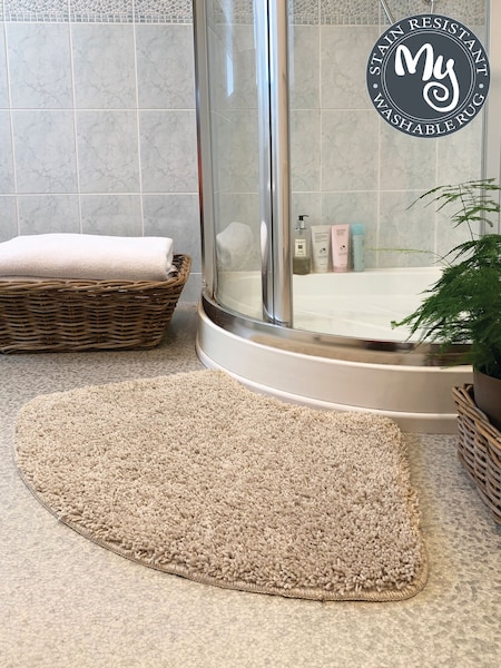 My Rug Beige Shaggy Curved Bath Mat (H62654) | £22