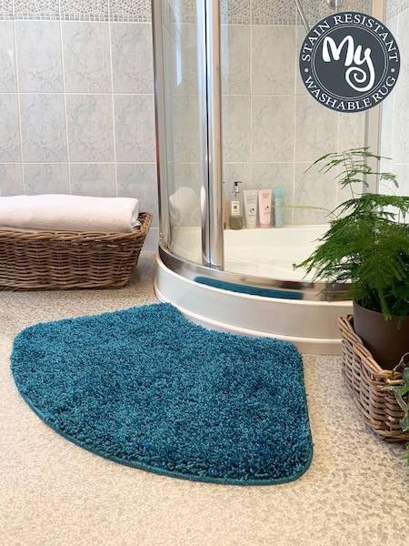My Rug Teal Shaggy Curved Bath Mat (H62655) | £22