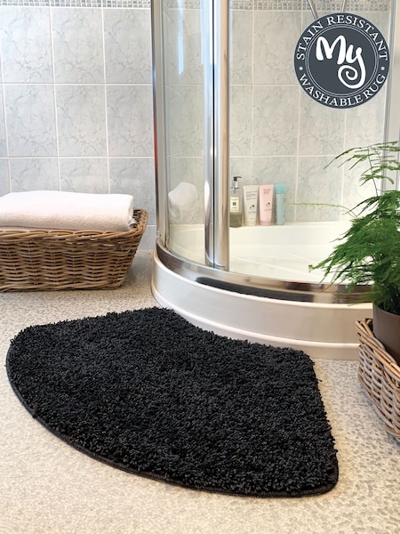 My Rug Black Shaggy Curved Bath Mat (H62662) | £22