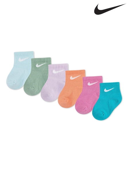 Nike Blue Swoosh Infant Ankle Socks 6 Pack (H62668) | £13