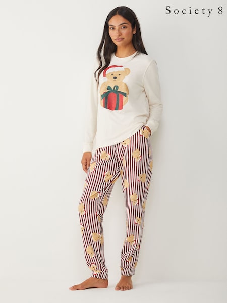 Society 8 Cream Matching Family Teddy Pyjama Set (H62697) | £30