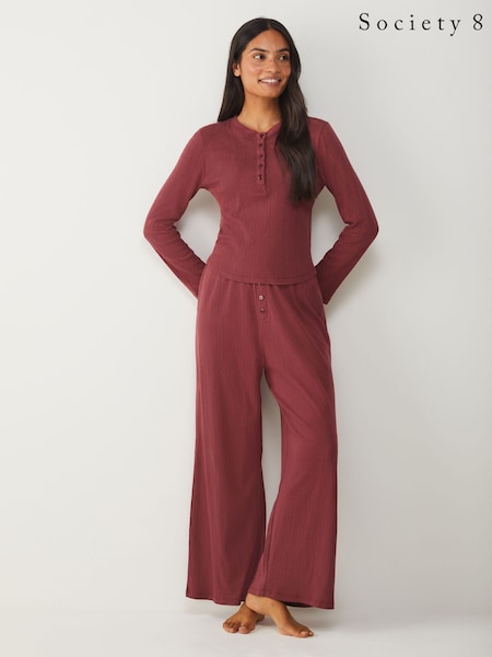 Society 8 Red Burgundy Pointelle Pyjamas Set (H62703) | £35