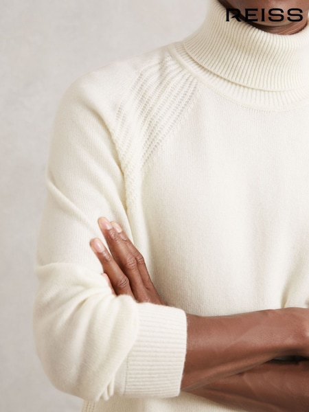 Reiss Off White Gosforth Wool-Cashmere Roll-Neck Jumper (H62752) | £138