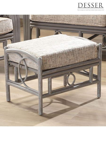 Desser Grey Wash Madrid Fabric Foot Stool (H62806) | £162
