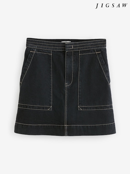 Jigsaw Black Denim Patch Pocket Mini Skirt (H62877) | £75