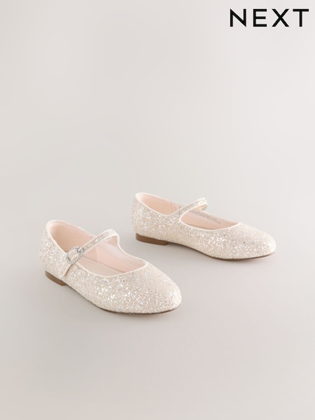 Ivory Glitter Mary Jane Flower Girl Occasion Shoes (H62918) | £24 - £31