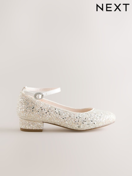 Ivory Glitter Heeled Mary Jane Shoes (H62935) | £26 - £33