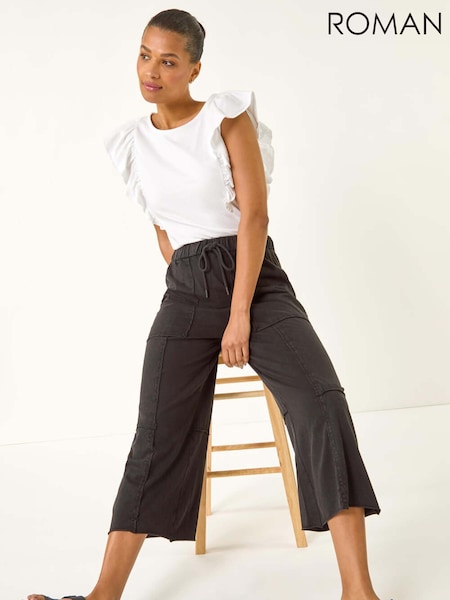 Roman Black Jersey Cargo Culotte Trousers (H63072) | £45