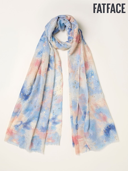FatFace Blue Abstract Foil Printed Lightweight Scarf (H63099) | £25