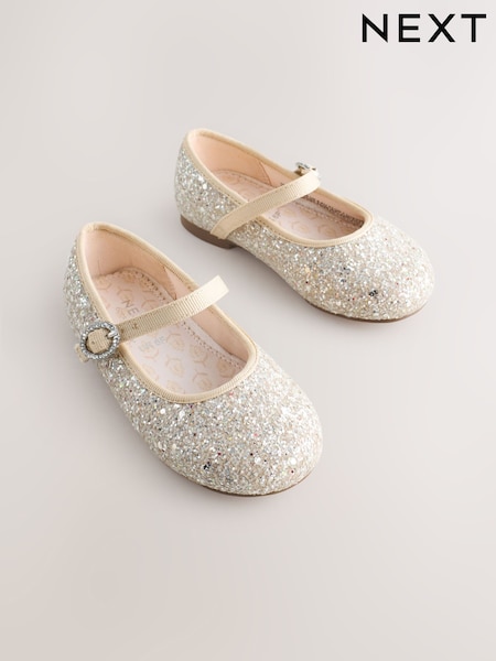 Champagne Gold Wide Fit (G) Flower Girl Occasion Mary Jane Shoes (H63358) | £19 - £21