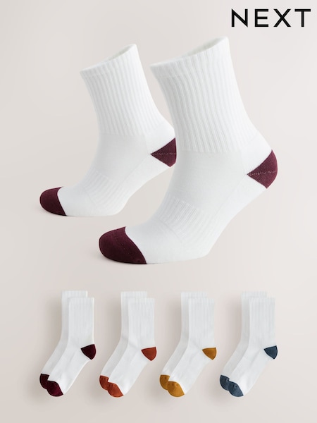 White Rich Heel Toe Sports Socks 4 Pack (H63377) | £12