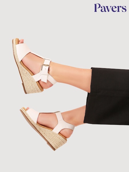 Pavers White Casual Buckled Espadrilles (H63482) | £35