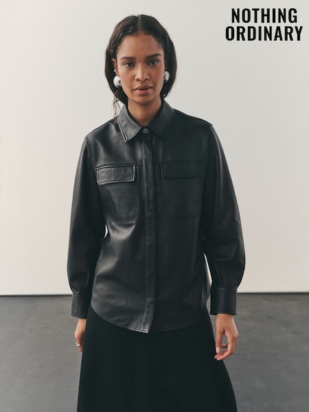 Nothing Ordinary Black Leather Shirt (H63594) | £249