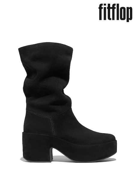 FitFlop Platforms Slouch Suede Heeled Short Boots (H63735) | £210