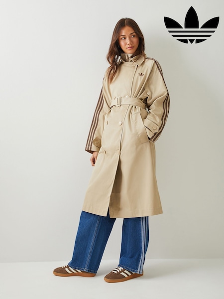 adidas Originals Brown Twill Trench Coat (H63816) | £160