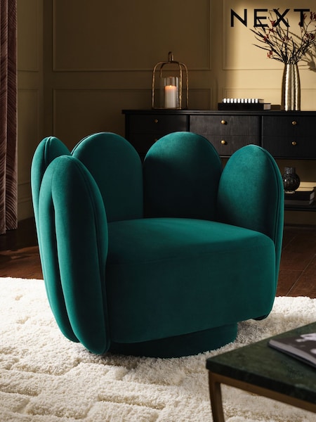 Soft Velvet Juniper Teal Opal Swivel Armchair (H63870) | £475