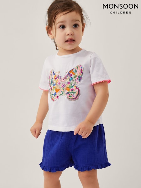 Monsoon Natural Baby Jersey Butterfly T-Shirt & Shorts Set (H63960) | £28 - £32