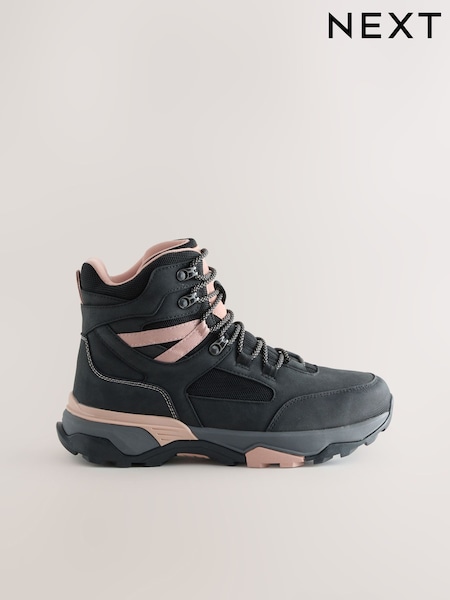 Black/Pink Forever Comfort® Waterproof Lace Up Walking Boots (H64039) | £85