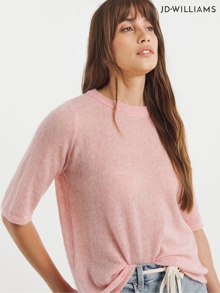 JD Williams Pink Sheer Half Sleeve Knitted T-Shirt (H64111) | £25