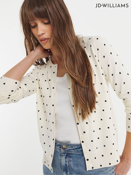 JD Williams White Crew Neck Cardigan (H64112) | £24