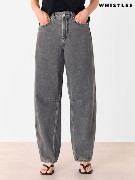 Whistles Grey Horseshoe Barrel Leg Jeans (H64155) | £109