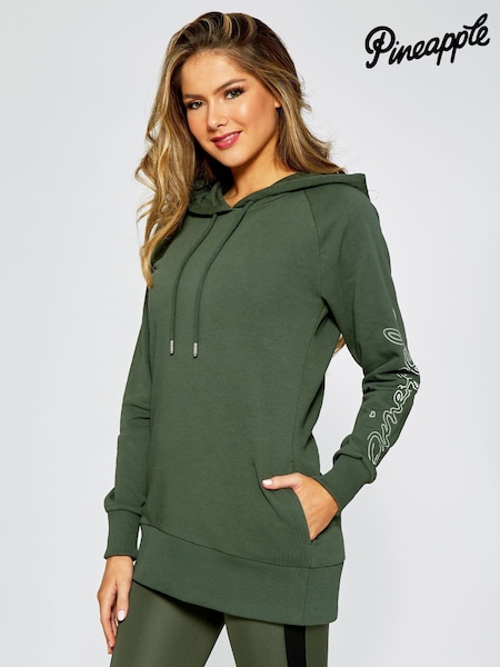 Pineapple Green Khaki Silver Longline Hoodie (H64205) | £36