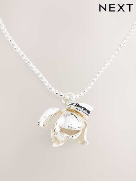 Silver Tone Long Flower Necklace (H64227) | £12