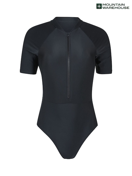 Mountain Warehouse Black Womens Surfer Short Sleeve Swimsuit (H64517) | £42