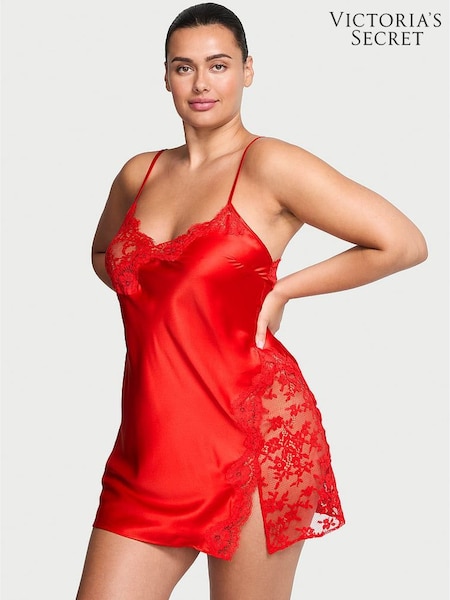 Victoria's Secret Bright Vermillion Red Mini Lace & Satin Slip (H64792) | £69