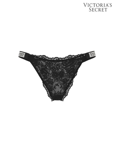 Victoria's Secret Black Brazilian Shine Strap Lace Knickers (H64806) | £20