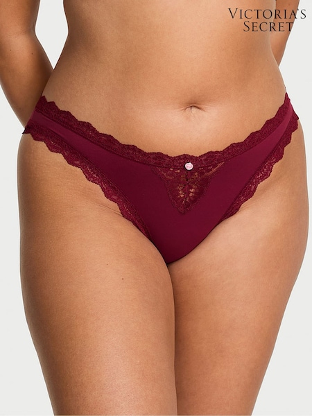 Victoria's Secret Sangria Red Lace Trim Bikini Knickers (H64838) | £18