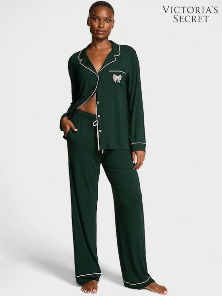 Victoria's Secret Cilantro Green Modal Bow Long Pyjamas Set (H64887) | £60