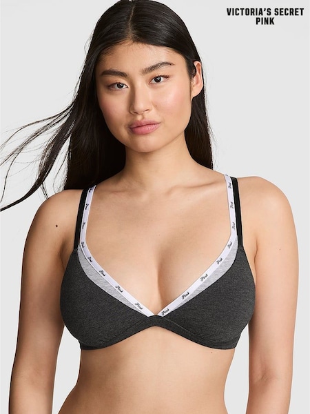 Victoria's Secret Pink Heather Grey Triangle Cotton Double Layer Bralette (H64909) | £19