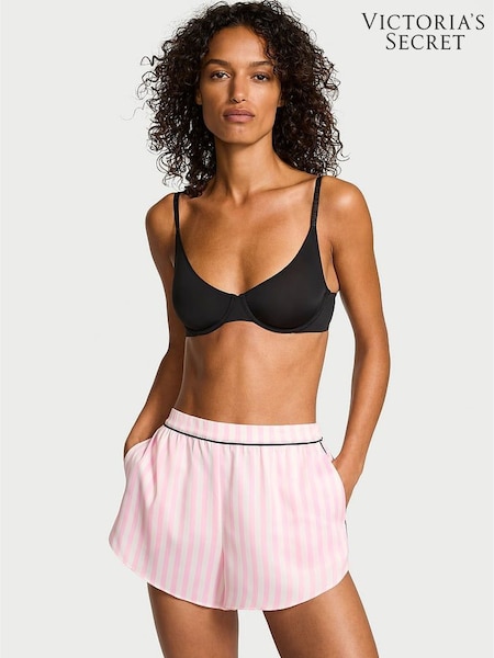 Victoria's Secret Iconic Stripe Pink Satin Pyjamas Shorts (H64948) | £36