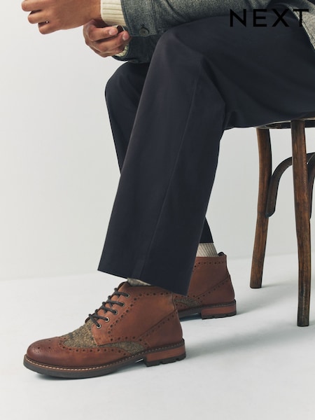 Tan Brown Heritage Brogue Boots (H65024) | £68