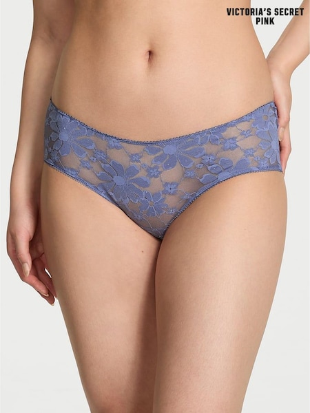 Victoria's Secret Pink Dusty Iris Blue Cheeky Sequin Lace Knickers (H65052) | £10