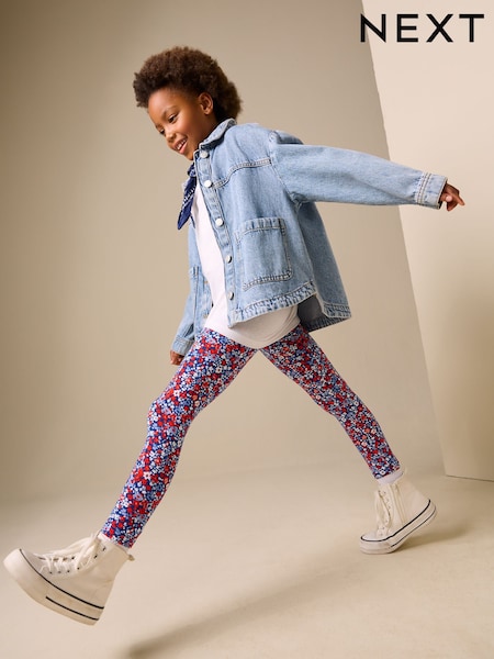 Blue/Red Floral Leggings (3-16yrs) (H65084) | £5 - £10