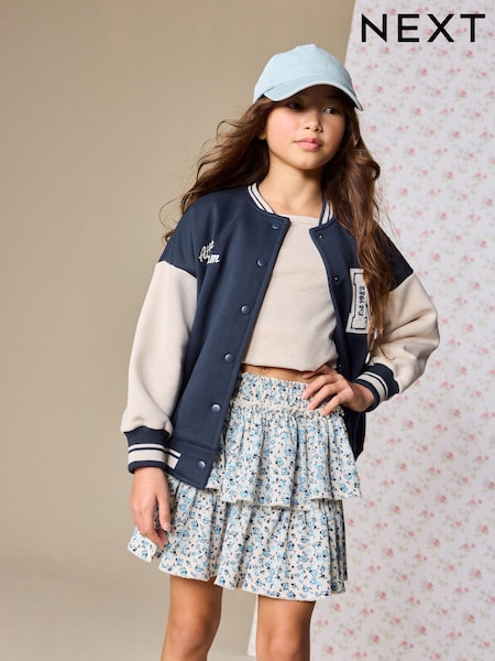 Blue Ditsy Flower Crinkle Tiered Skirt (3-16yrs) (H65175) | £11 - £16